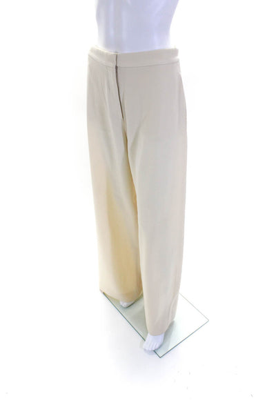 Stella McCartney Womens Ivory Wool High Rise Wide Leg Dress Pants Size 42