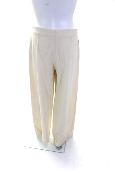 Stella McCartney Womens Ivory Wool High Rise Wide Leg Dress Pants Size 42