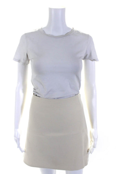 Hermes Womens Cream Wool Lined Knee Length A-Line Skirt Size 38