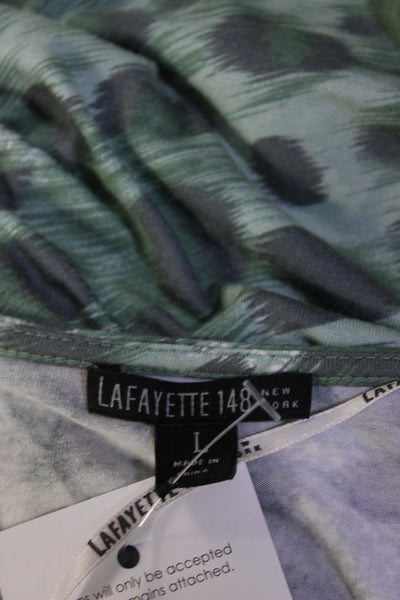 Lafayette 148 New York Women's Leopard Print Cowl Neck Blouse Green Size L