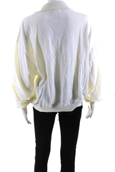 Good American Women's Collar Long Sleeves Pullover Sweater Cream Size 5/6