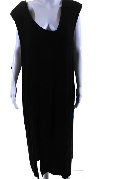 Good American Women's Round Neck Sleeveless Slit Hem Maxi Dress Black Size 7