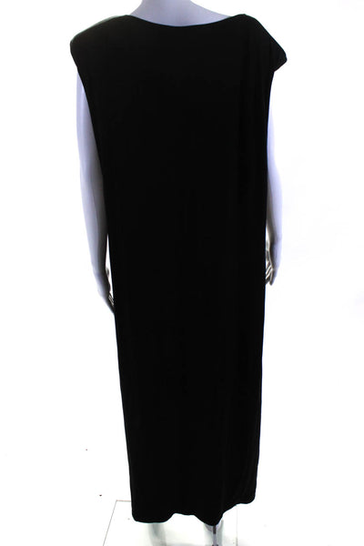 Good American Women's Round Neck Sleeveless Slit Hem Maxi Dress Black Size 7