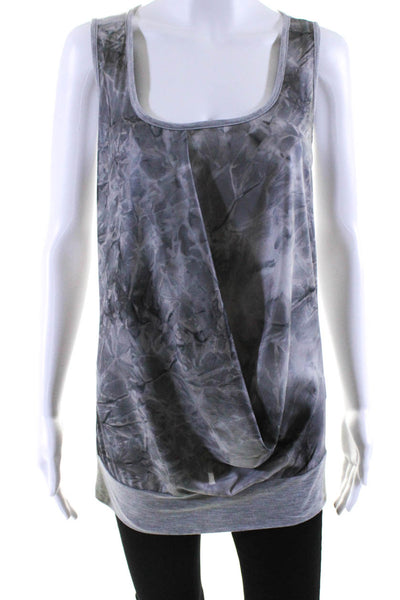 Ronen Chen Womens Abstract Print Scoop Neck Sleeveless Tank Blouse Gray Size 1