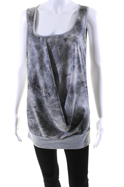 Ronen Chen Womens Abstract Print Scoop Neck Sleeveless Tank Blouse Gray Size 1