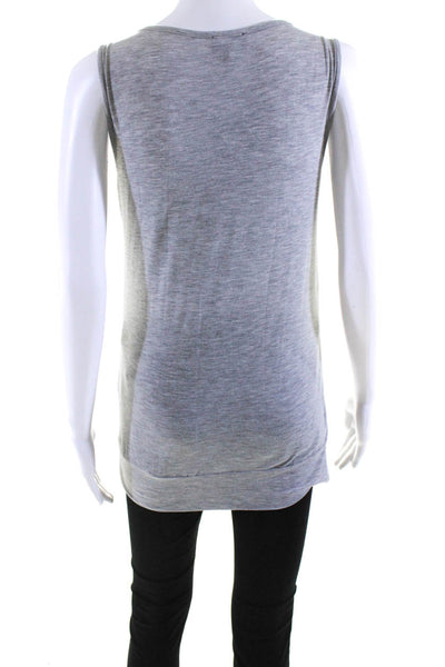 Ronen Chen Womens Abstract Print Scoop Neck Sleeveless Tank Blouse Gray Size 1