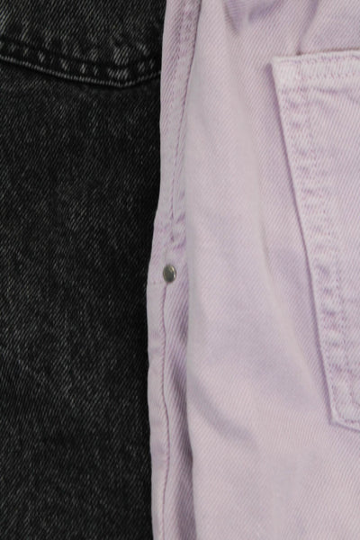 Zara Women's Paper Bag Waist Pockets Straight Leg Pant Pink Black Size 8 Lot 2
