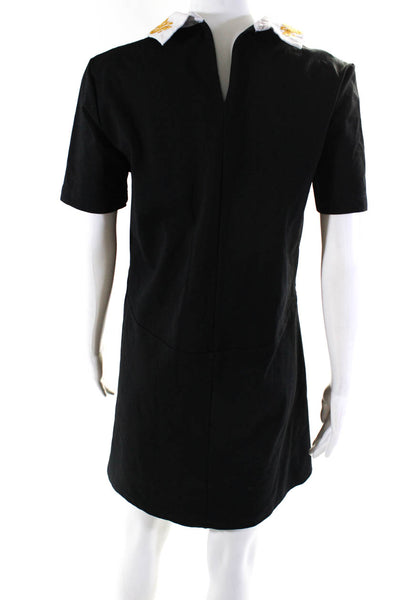 Zara Women's Short Sleeve Embroidered Collar Shift Dress Black Size M S, Lot 2
