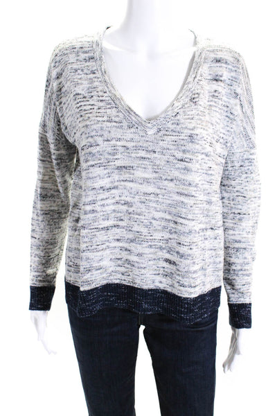 Rag & Bone Womens Long Sleeves V Neck Sweater Navy Blue Cotton Size Extra Small