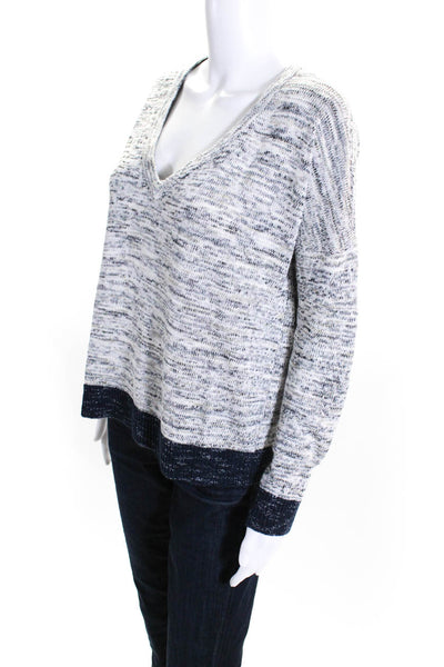 Rag & Bone Womens Long Sleeves V Neck Sweater Navy Blue Cotton Size Extra Small