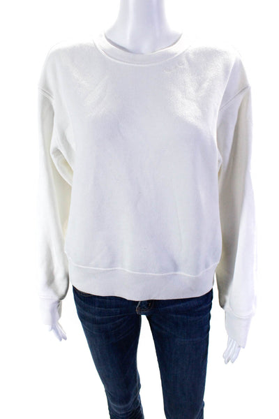 GiGi C Womens Embroidered Crew Neck Long Sleeve Pullover Sweatshirt White Size L