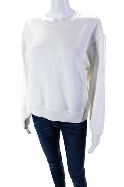 GiGi C Womens Embroidered Crew Neck Long Sleeve Pullover Sweatshirt White Size L