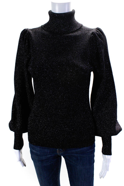 ALC Womens Glitter Purple Turtleneck Long Sleeve Pullover Sweater Top Size S