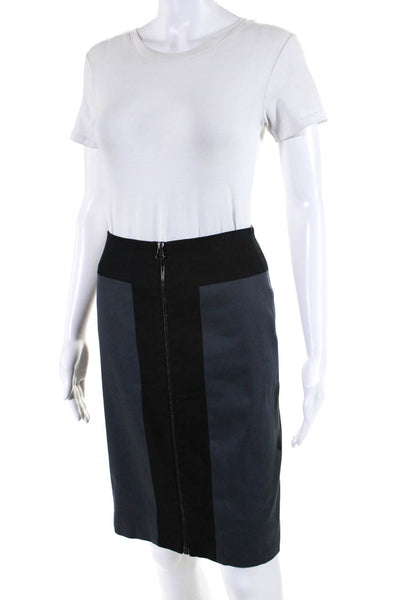 Rag & Bone Womens Zippered Front Knee Length Pencil Skirt Blue Gray Size 26