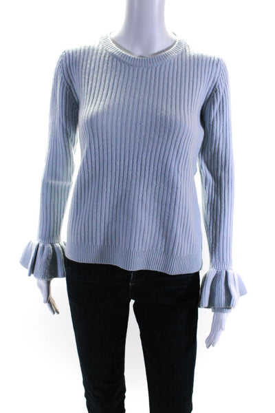 10 Crosby Derek Lam Womens Long Bell Sleeves Sweater Sky Blue Wool Size Small