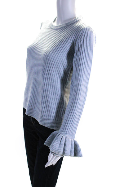 10 Crosby Derek Lam Womens Long Bell Sleeves Sweater Sky Blue Wool Size Small