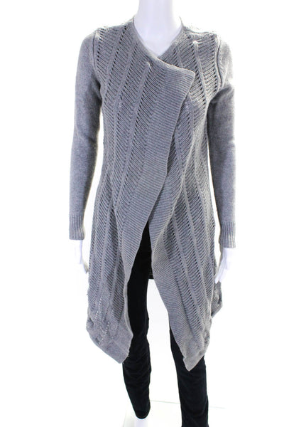 Cynthia Rowley Women's Cotton Open Front Long Sleeve Cardigan Gray Size S