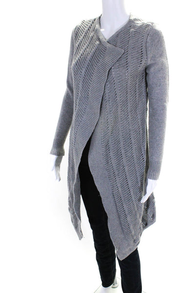 Cynthia Rowley Women's Cotton Open Front Long Sleeve Cardigan Gray Size S