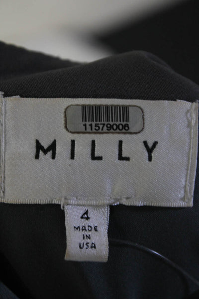 Milly Womens Woven High Neck Open Back Long Sleeve Sheath Dress Gray Size 4