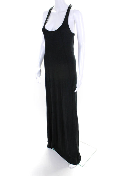 Daftbird Womens Round Neck Sleeveless Long Maxi Dress Dark Gray Size M