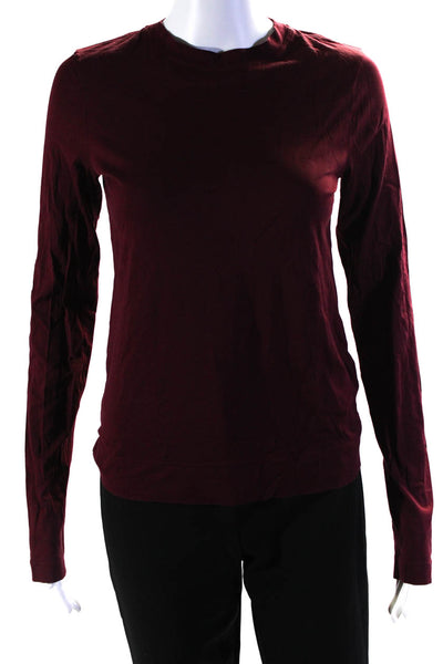 Theory Women's Cotton Casual Long Sleeve T-shirt Maroon Size M 4, Lot 2