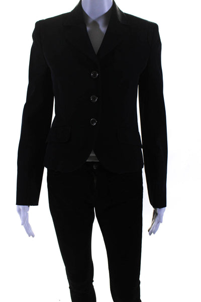 Prada Womens Collared Three Button Long Sleeved Slim Blazer Navy Blue Size 40