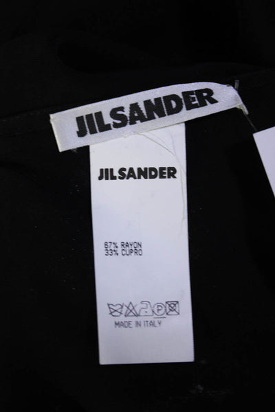 Jil Sander Womens Sheer Pleated Zippered Slit Knee Length Skirt Black Size 34