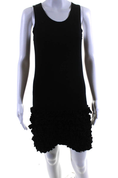 Stella McCartney Women's Cotton Scoop Neck Ruffle Hem Shift Dress Black Size 40