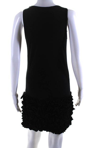 Stella McCartney Women's Cotton Scoop Neck Ruffle Hem Shift Dress Black Size 40