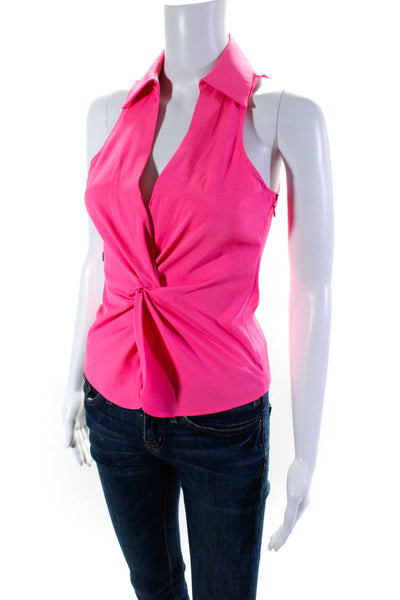 ASTR Women's Collar Sleeveless Cinch Zip Closure Blouse Pink Size XS