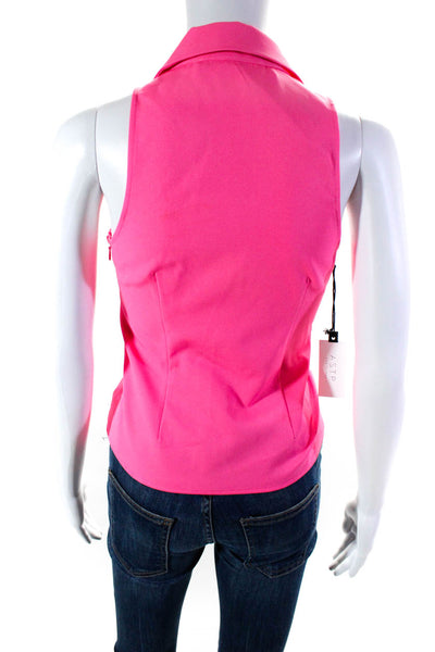 ASTR Women's Collar Sleeveless Cinch Zip Closure Blouse Pink Size XS