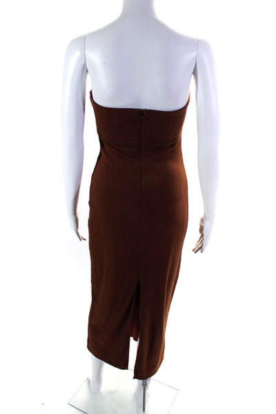 NBD Women's Strapless Cutout Lined Bodycon Midi Dress Brown Size XS