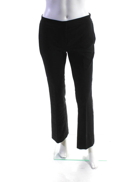 Flavio Castellani Womens Cotton Side Striped Pleated Front Pants Black Size 40