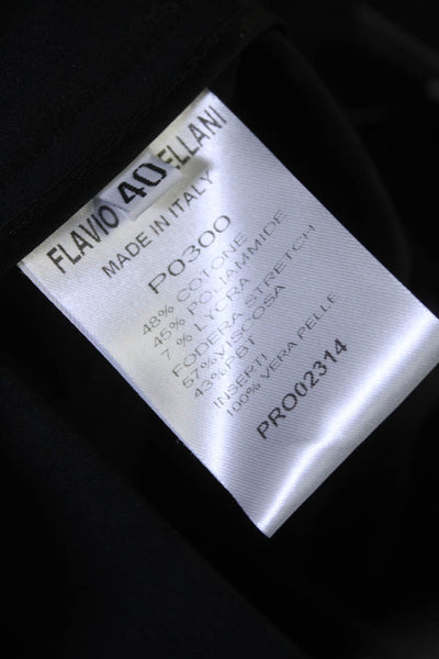 Flavio Castellani Womens Cotton Side Striped Pleated Front Pants Black Size 40