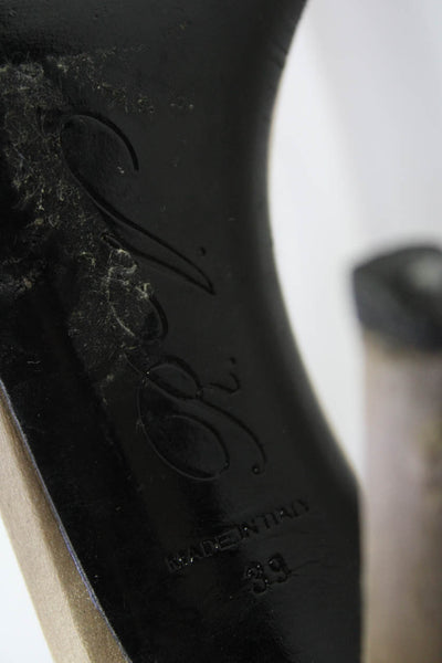 Roger Vivier Women's Satin Peep Toe Ankle Strap Stilettos Champagne Size 9