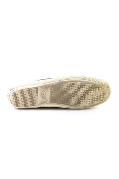 Tod's Women's Leather Stitched Trim Slip On Bow Flats Gray Size 9