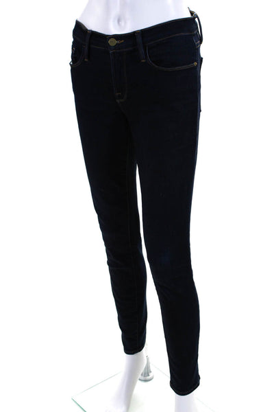 Frame Denim Womens Stretch Denim Mid Rise Skinny Jeans Pants Dark Blue Size 28