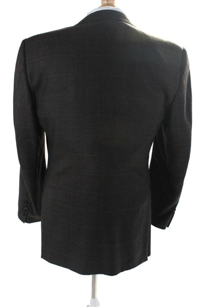 Ermenegildo Zegna Men's Collar Long Sleeves Line Two Button Jacket Plaid Size 48