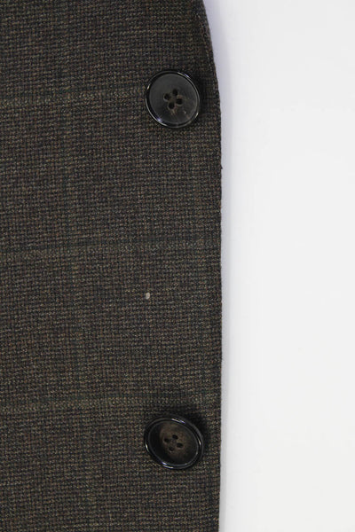 Ermenegildo Zegna Men's Collar Long Sleeves Line Two Button Jacket Plaid Size 48