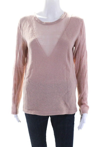 Sessun Womens Long Sleeves Crew Neck Pullover Sweater Pink Size Medium