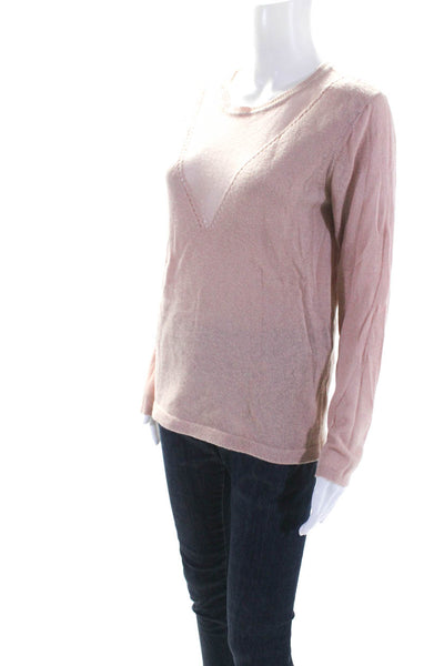 Sessun Womens Long Sleeves Crew Neck Pullover Sweater Pink Size Medium