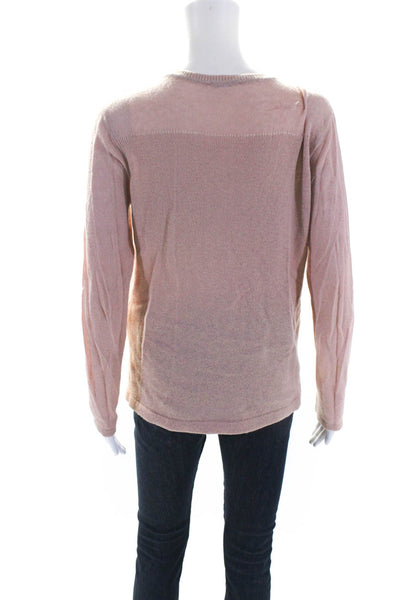 Sessun Womens Long Sleeves Crew Neck Pullover Sweater Pink Size Medium