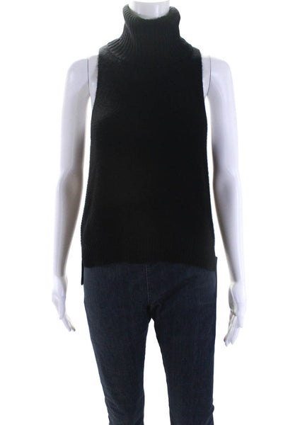 360 Cashmere Womens Cashmere Turtleneck Shell Sweater Black Size Medium