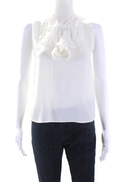 No. 21 Womens Ruffled Bow Tied Buttoned Sleeveless Tank Blouse White Size EUR38