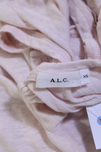 ALC Womens Linen Jersey Knit Crew Neck Tie Back Tee T-Shirt Pink Size XS