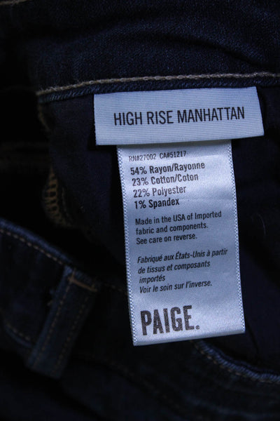 Paige Womens Stretch Mid Rise Straight Leg Manhattan Jeans Pants Blue Size 25