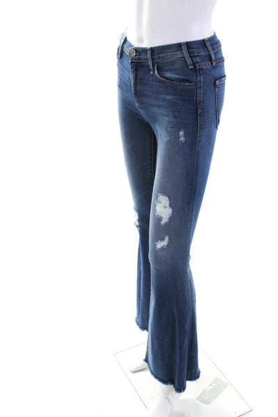 McGuire Womens Distressed Denim Mid Rise Flared Leg Jeans Pants Blue Size 25