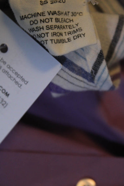 Laurence Bras Womens Striped Button Down Shirt White Purple Cotton Size 1