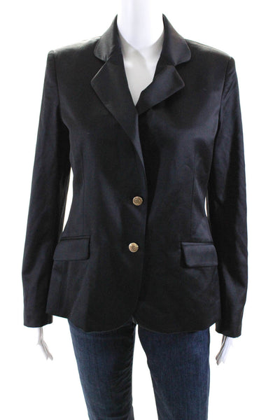 Mayle Womens Button Down Blazer Jacket Black Wool Size 8
