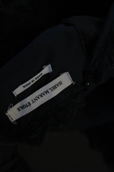 Etoile Isabel Marant Womens Eyelet Short Sleeves Dress Black Cotton Size EUR 38